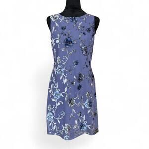 90s Vintage Lavender Floral Sleeveless Dress – Romantic Minimal [M/L]